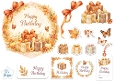 Autumn Birthday Topper with Leaves, Pumpkins, Gifts & Tags