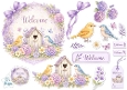 Lavender Floral Welcome Topper with Birdhouse, Birds & Tags