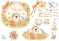 Peach Floral Welcome Topper with Birdhouse, Birds & Tags