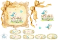 Pastel Blue Bird Floral Topper with Golden Bow & Sentiment Labels 1
