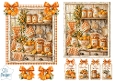 Vintage Orange Kitchen Scene with Tags & Embellishments
