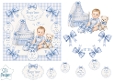 Baby Boy Baptism Scene with Crib, Teddy & Sentiment Tags