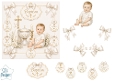Elegant Baptism Scene with Baby, Font & Gold Sentiment Tags