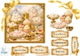 Luxury Pastel Desserts & Gold Vintage Celebration Card Topper