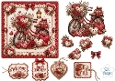 Romantic Vintage Bicycle & Roses Card Topper – Red Floral Hearts & Gift Tags