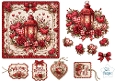 Romantic Lantern & Red Roses Card Topper – Heart Clusters & Sentiment Tags