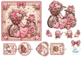 Pink Bicycle & Roses Card Topper – Vintage Floral Hearts, Lantern & French Sentiment Tags