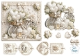 Elegant White Bicycle & Ivory Roses Card Topper – Vintage Hearts & French Sentiment Tags