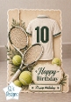 Tennis Birthday Card Topper – Jersey No.10, Rackets & Tennis Balls – Sport Printable