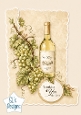 White Wine Thinking of You Card Topper – Grand Cru Bottle & Grapes – Elegant Printable