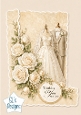 Wedding Thinking of You Card Topper – Bridal Dress, Groom Suit & Roses – Elegant Printable