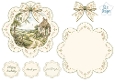 Vintage Countryside Cottage Floral Scalloped Card Topper & Sentiment Set