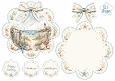 Round Coastal Lighthouse Scalloped Card Topper with Seashell Bows & Sentiments