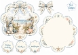 Round Seaside Lighthouse Scalloped Card Topper with Starfish Bow & Sentiments