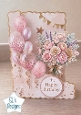 Pastel Pink Floral Birthday Card Topper – Elegant Gold Balloon Printable