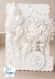 Elegant Happy Wedding Day Card Topper – White Flowers & Silver Balloons