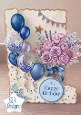 Happy Birthday Floral & Balloon Card Topper – Pastel Bouquet Celebration Design