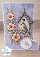 Thinking of You Birdhouse Card Topper – Blue Tit & Floral Cottage Garden Design 1