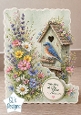 Thinking of You Birdhouse Card Topper – Bluebird & Wildflower Cottage Design 2