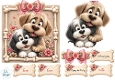Cute Puppies Card Topper – Floral Bone Frame with Birthday & Love Sentiments 4