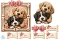 Cute Puppies Card Topper – Floral Bone Frame with Birthday & Love Tags 5