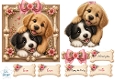 Cute Puppies Card Topper – Floral Bone Frame with Birthday & Love Sentiments 6