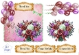 Mauve & Rose Gold Floral Balloon Topper Set with Gold Sentiments – Birthday, Thank You & Congratulations