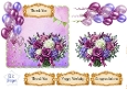 Purple & Lavender Floral Balloon Topper Set with Gold Sentiments – Birthday, Thank You & Congratulations