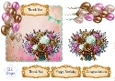 Pink & Bronze Floral Balloon Topper Set with Gold Sentiments – Birthday, Thank You & Congratulations
