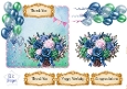 Blue & Pink Floral Balloon Topper Set with Gold Sentiments – Birthday, Thank You & Congratulations