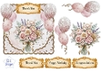 Pastel Floral & Pink Balloon Topper Set with Gold Sentiments – Birthday, Thank You & Congratulations