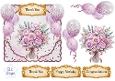 Pink & Lavender Floral Balloon Topper Set with Gold Sentiments – Birthday, Thank You & Congratulations 2