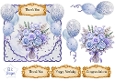Pastel Blue & Lavender Floral Balloon Topper Set with Gold Sentiments – Birthday, Thank You & Congratulations