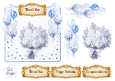 Blue & White Floral Balloon Topper Set with Gold Sentiments – Birthday, Thank You & Congratulations