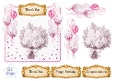Soft Pink & White Floral Balloon Topper Set with Gold Sentiments – Birthday, Thank You & Congratulations