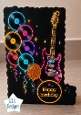 Neon Guitar & Vinyl Balloons Birthday Topper – Music Glow Card Front