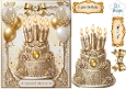 Luxury Gold & White Birthday Cake Topper with Balloons & Sentiment Labels