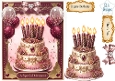 Luxury Pink & Gold Birthday Cake Topper with Balloons & Sentiment Labels 1