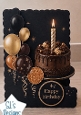 Chocolate & Gold Birthday Topper with Cake & Balloons