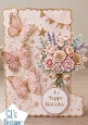 Elegant Pink Butterfly Birthday Topper with Pastel Flowers & Gold Accents