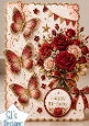 Elegant Red Butterfly Birthday Topper with Roses & Gold Accents