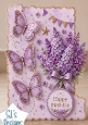 Elegant Purple Butterfly Birthday Topper with Lilac Flowers & Gold Accents