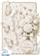 Elegant Wedding Topper with White Roses, Gold Butterflies & Ivory Accents