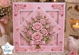 Pink Rose Bouquet with Bow Layered Card Topper