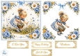 Blue Dress Child & Daisy Garden Topper – Vintage Floral Card Front