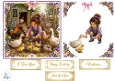 Little Duck Feeder & Pink Floral Farm Topper – Vintage Country Card Front