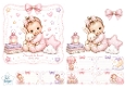 Baby Girl & Bunny Hug Topper – Pink Storybook Dreams Card Front