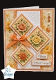 Orange & Cream Rose Anniversary Topper – Elegant Diamond Floral Card Front
