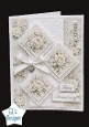 Cream Rose Anniversary Topper – Elegant White Floral Diamond Card Front