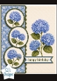 Blue Hydrangea Birthday Card Front – Elegant Floral Happy Birthday Topper